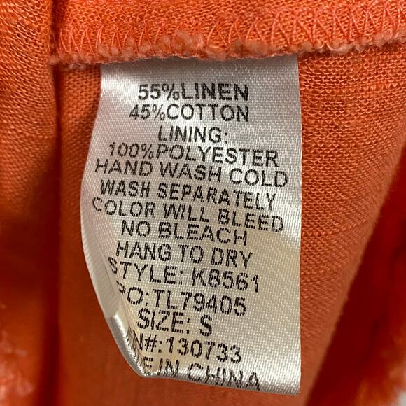 Umgee Orange Embroidered Boho Linen Blend Fairy Lagenlook Top Size Small - Picture 7 of 8